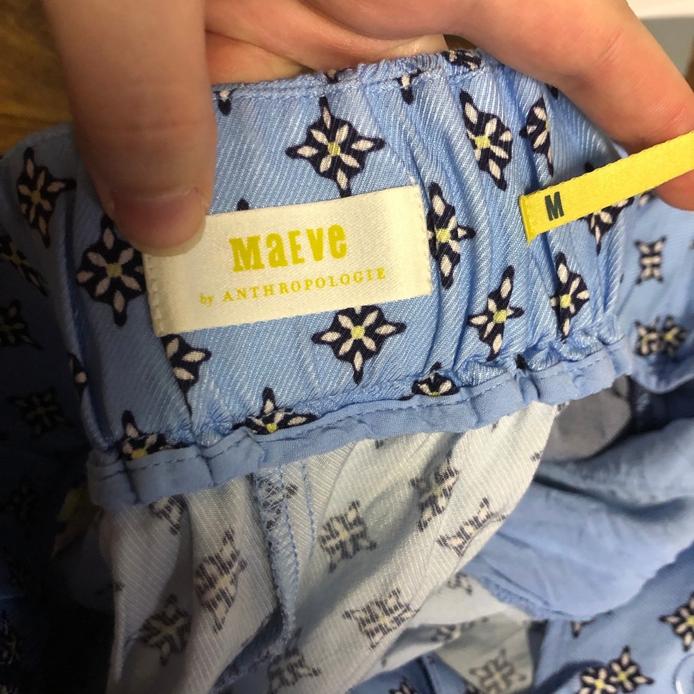 Maeve Blue Printed Wide-Leg Culotte Pants - Picture 10 of 16